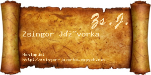 Zsingor Jávorka névjegykártya